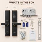 HDLE-ARYA Smart Mortise Door Lock (Gold)| 5-Way Access | Fingerprint, RFID Card, Touch Pad, Mechanical Key & WiFi App