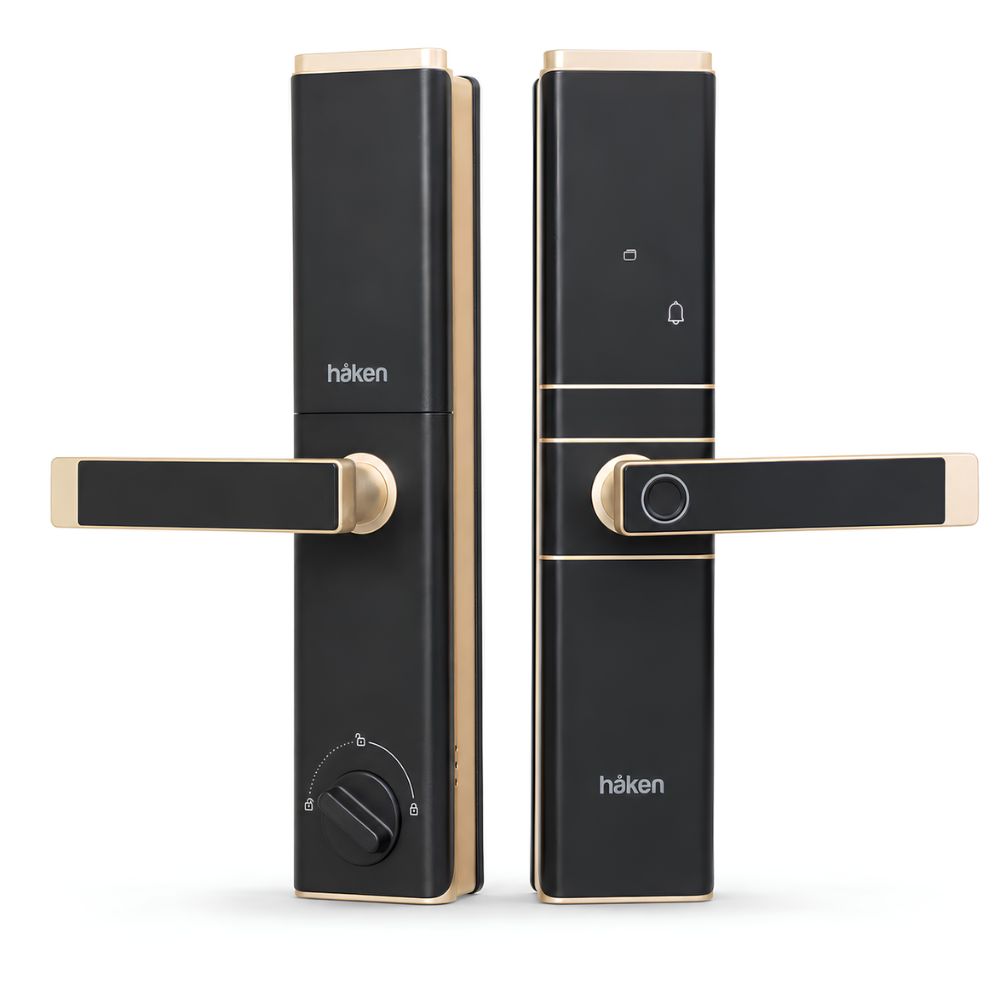 HDLE-ARYA Smart Mortise Door Lock (Gold)| 5-Way Access | Fingerprint, RFID Card, Touch Pad, Mechanical Key & WiFi App