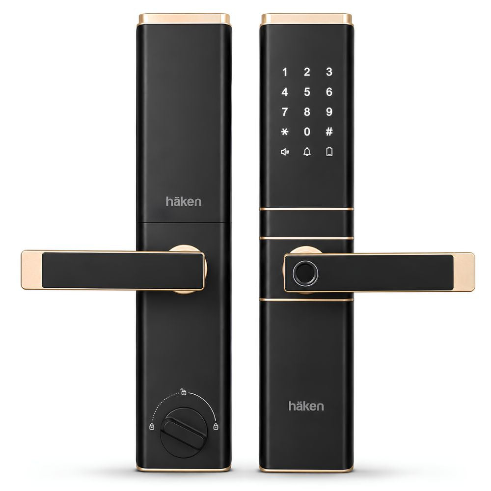 HDLE-ARYA Smart Mortise Door Lock (Gold)| 5-Way Access | Fingerprint, RFID Card, Touch Pad, Mechanical Key & WiFi App