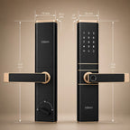 HDLE-ARYA Smart Mortise Door Lock (Gold)| 5-Way Access | Fingerprint, RFID Card, Touch Pad, Mechanical Key & WiFi App