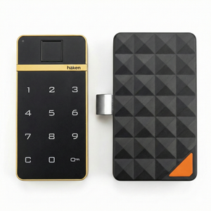 Clara Digital Fingerprint & Password Lock for Cabinet, Drawer & Wardrobe | Biometric Smart Furniture Lock with USB Emergency Access for Home & Office | Stores 20 Fingerprints | Black Gold