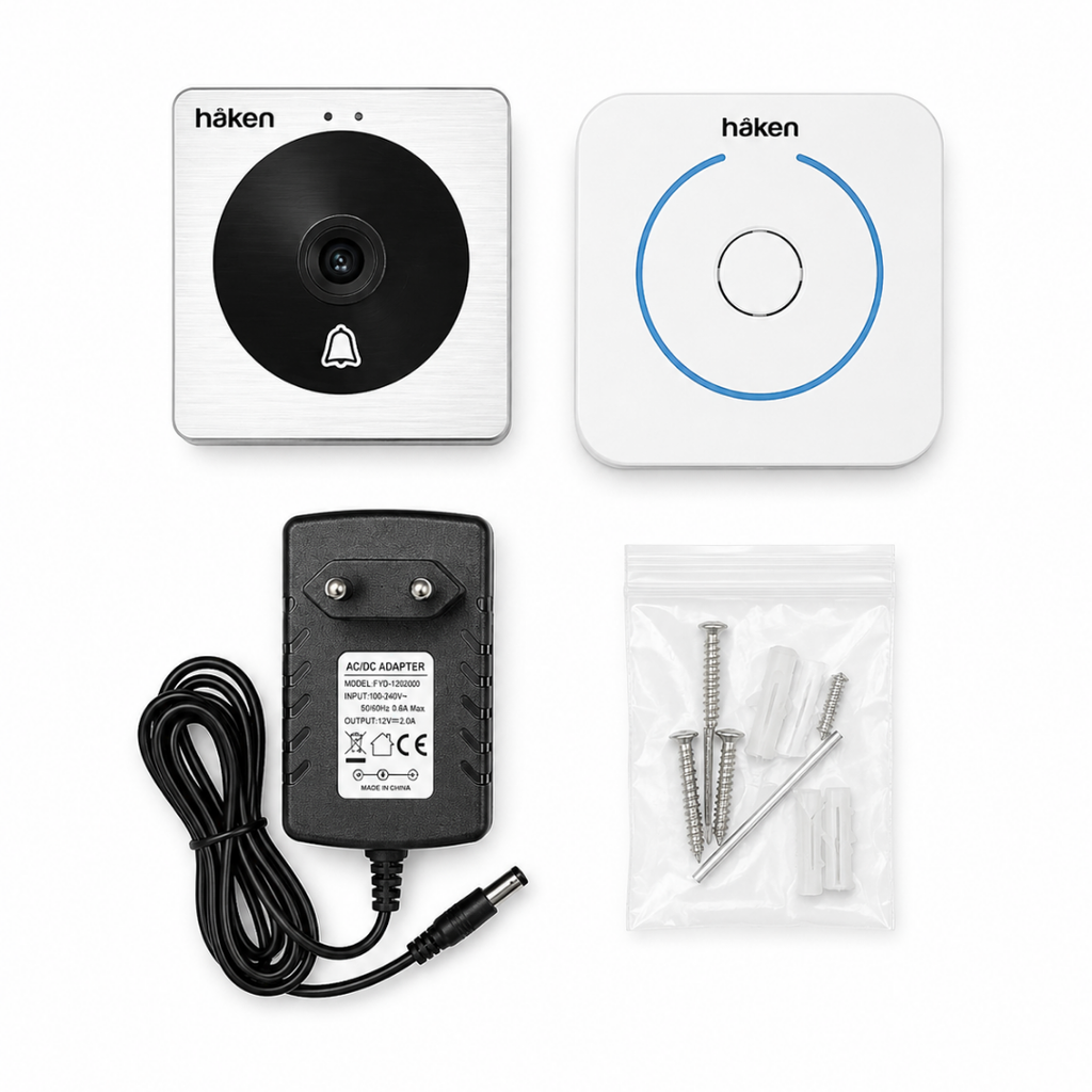WiFi Video Door Bell Camera | 2.4G WiFi Smart Door Phone | Motion Sensing & Night Vision | App-Based Mobile Access & Intercom | Remote Unlock Support | White