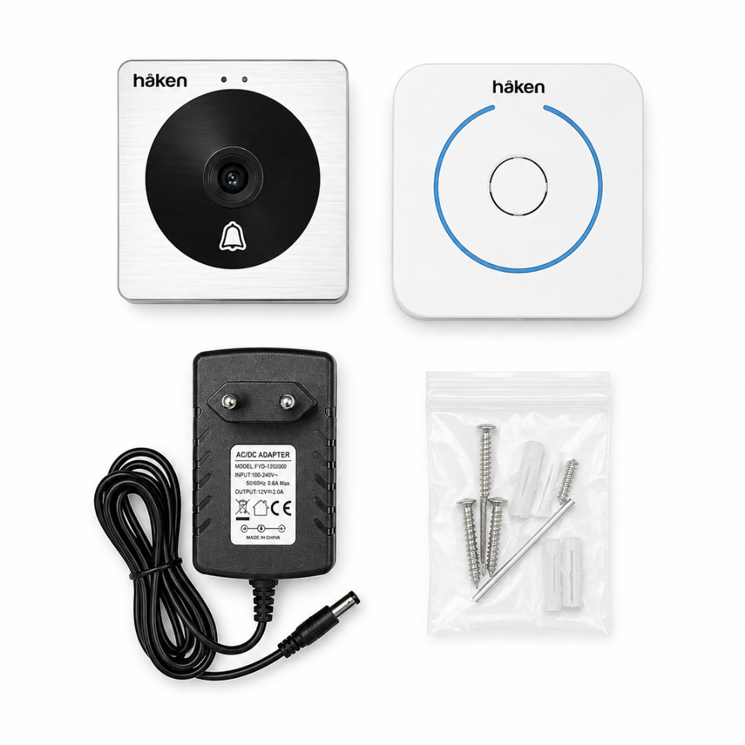 WiFi Video Door Bell Camera | 2.4G WiFi Smart Door Phone | Motion Sensing & Night Vision | App-Based Mobile Access & Intercom | Remote Unlock Support | White