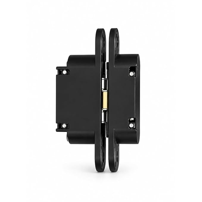 Cemom Estetic 80A Concealed Door Hinge | 80kg Load Capacity | 3D Adjustable Hinge for Wooden, Steel & Aluminum Doors | 180° Opening | Irish Black | Venetian Gold