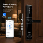 HDLE-ARYA Smart Mortise Door Lock (Black)| 5-Way Access | Fingerprint, RFID Card, Touch Pad, Mechanical Key & WiFi App