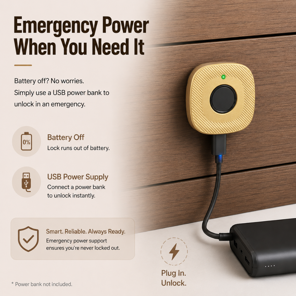 Digital Furniture Smart Lock (CLIP) - Gold