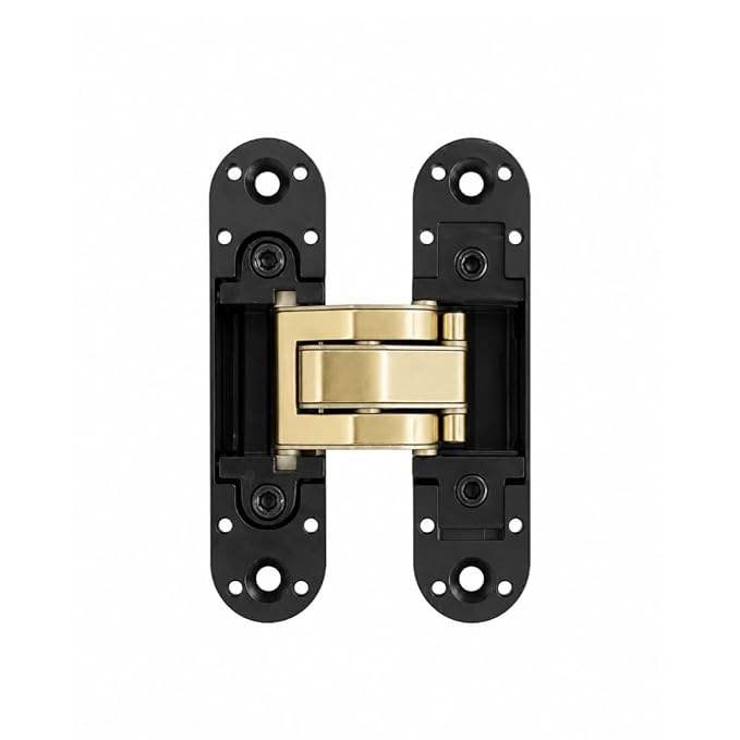Cemom Estetic 80A Concealed Door Hinge | 80kg Load Capacity | 3D Adjustable Hinge for Wooden, Steel & Aluminum Doors | 180° Opening | Irish Black | Venetian Gold