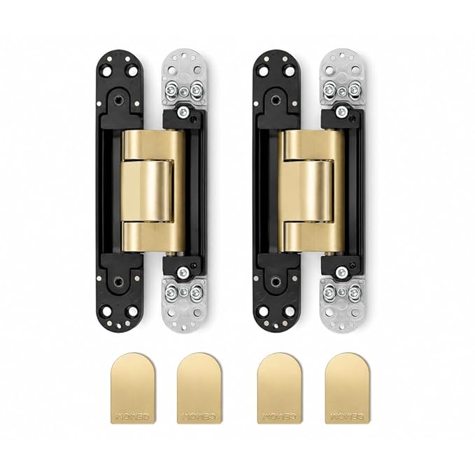 Cemom Estetic 150A Concealed Door Hinge | 150kg Load Capacity | Heavy Duty 3D Adjustable Hinge for Wooden, Steel & Aluminum Doors | 180° Opening | Venetian Gold
