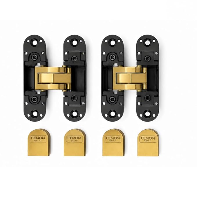 Cemom Estetic 80A Concealed Door Hinge | 80kg Load Capacity | 3D Adjustable Hinge for Wooden, Steel & Aluminum Doors | 180° Opening | Irish Black | Roman Bronze