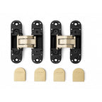 Cemom Estetic 80A Concealed Door Hinge | 80kg Load Capacity | 3D Adjustable Hinge for Wooden, Steel & Aluminum Doors | 180° Opening | Irish Black | Venetian Gold