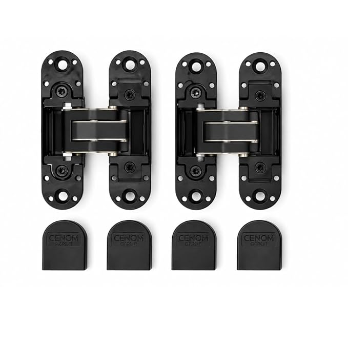 Cemom Estetic 80A Concealed Door Hinge | 80kg Load Capacity | 3D Adjustable Hinge for Wooden, Steel & Aluminum Doors | 180° Opening | Irish Black | Irish Black