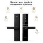 HDLE-ARYA Smart Mortise Door Lock (Black)| 5-Way Access | Fingerprint, RFID Card, Touch Pad, Mechanical Key & WiFi App