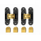 Cemom Estetic 80A Concealed Door Hinge | 80kg Load Capacity | 3D Adjustable Hinge for Wooden, Steel & Aluminum Doors | 180° Opening | Irish Black | Venetian Gold